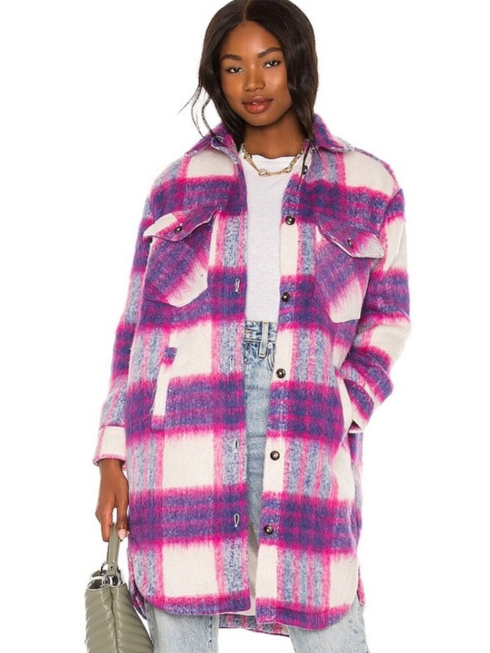 BLANKNYC Long Plaid Shacket in Prime Time Size Medium